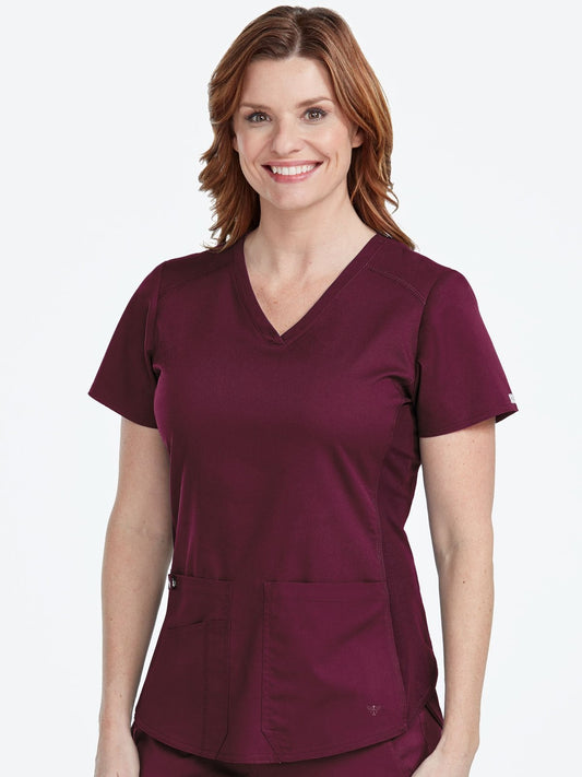 Med Couture 7459 Touch V-NECK SHIRTTAIL TOP - Wine